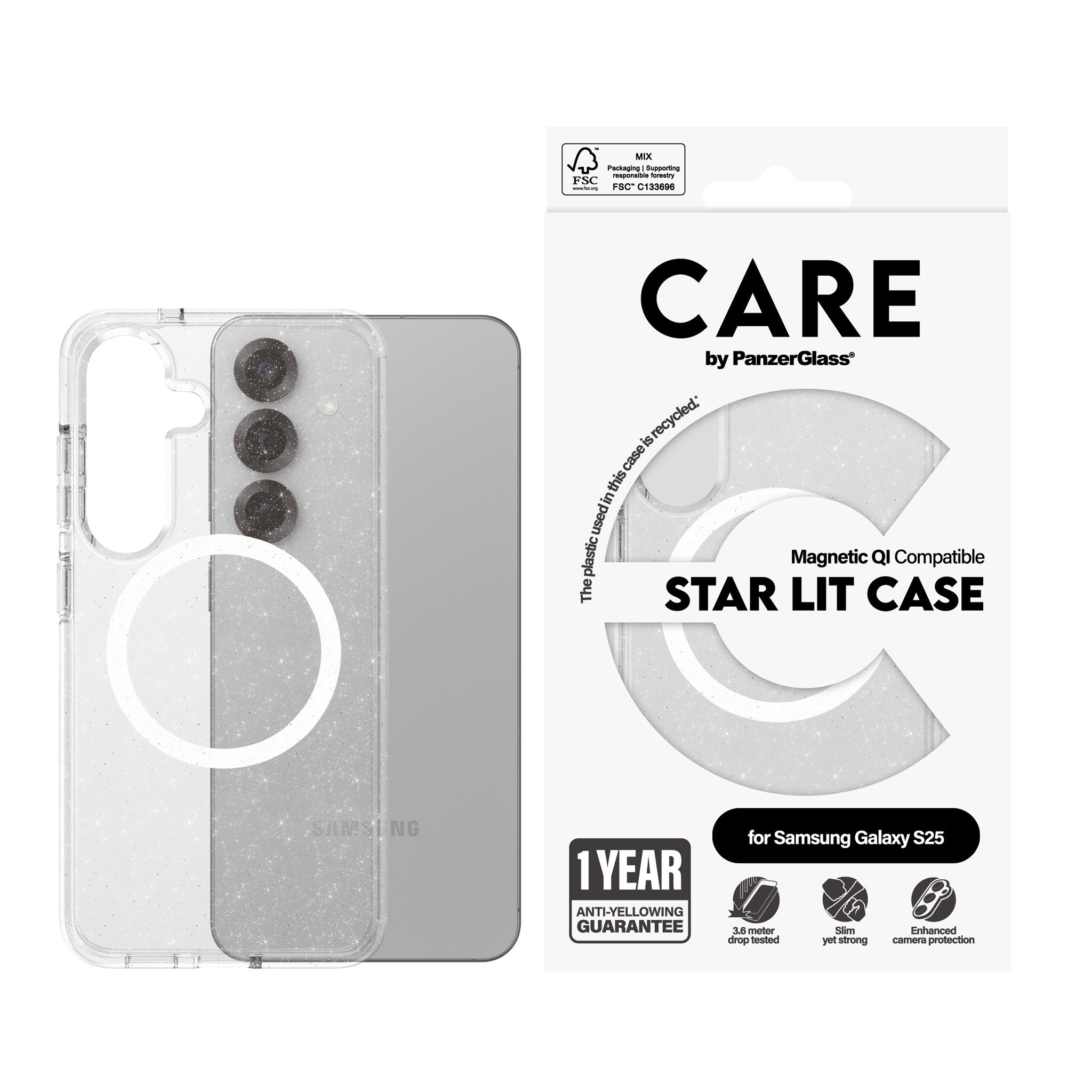 CARE by PanzerGlass® Flagship Case Urban Combat Star Lit w. White Qi Compatible Samsung Galaxy S25